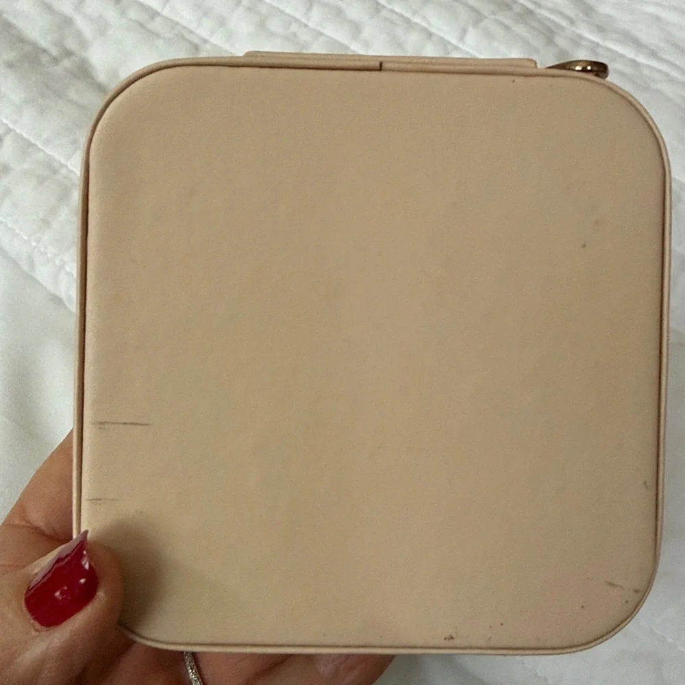 Pale pink Jewelry Box with Pearl Initial M
